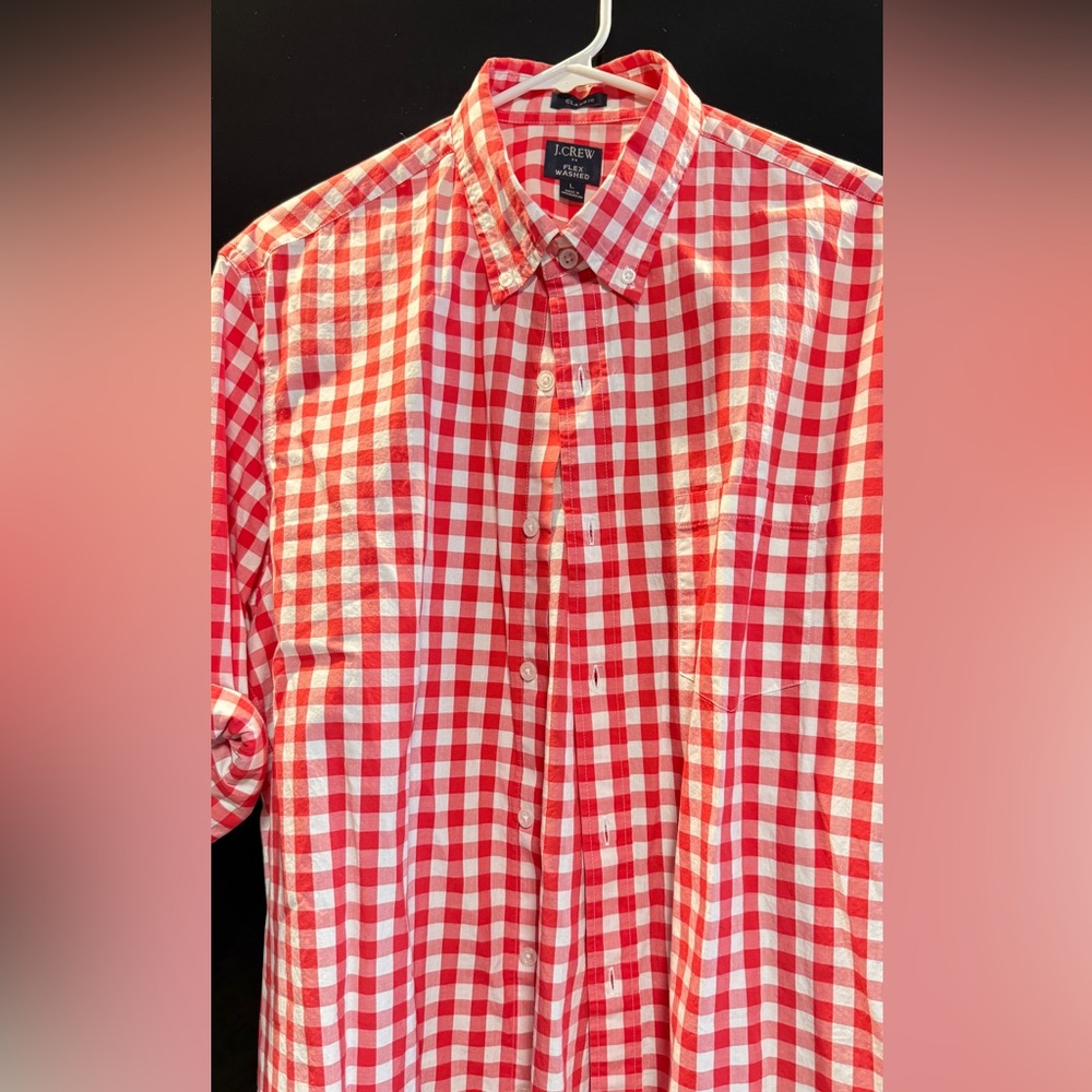 J. Crew Red and White Plaid Shirt